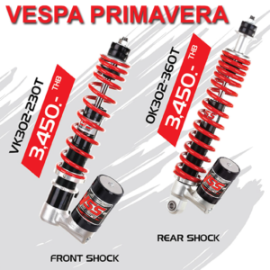 Bộ Phuộc Trước Sau YSS Vespa Primavera 3vie 125/150 Series. Mã số: OK302-360T (Phuộc Sau) Mã số: VK302-230T (Phuộc trước) chính hãng YSS Thái Lan