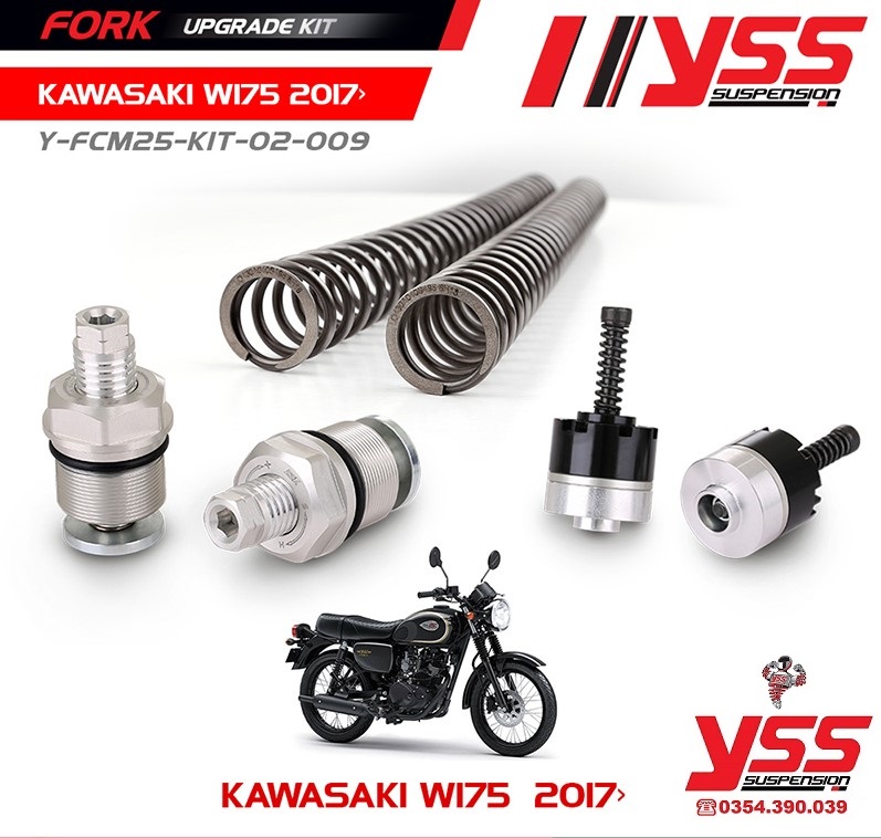 Bộ Nâng Cấp Phuộc Trước YSS KAWASAKI W175 Fork Upgrade Kit chính hãn nhập khẩu Thái Lan bởi công ty YSS.Vn , Mã sản phẩm : Y-FCM25-KIT-02-009