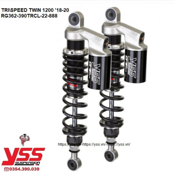 PHUỘC YSS TRIUMPH SPEED TWIN 1200 18-20 nhập khẩu chính hãng bởi YSS.VN. Thông Số Phuộc: RG362-390TRCL-22-888. Phiếu Bảo Hành đầy đủ.
